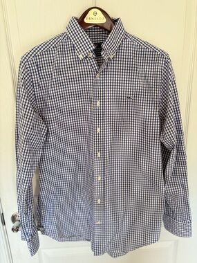 Vineyard Vines Navy and White Gingham Button-Down Shirt